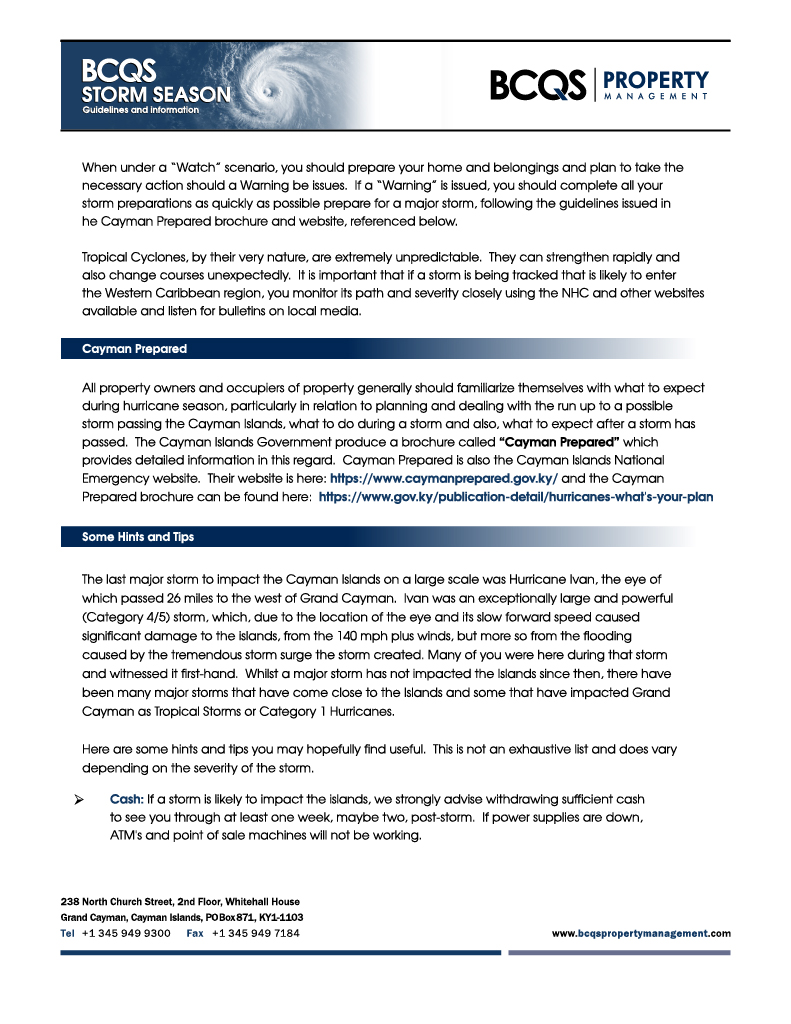 BCQS Storm Season Guidelines and Information - page 5