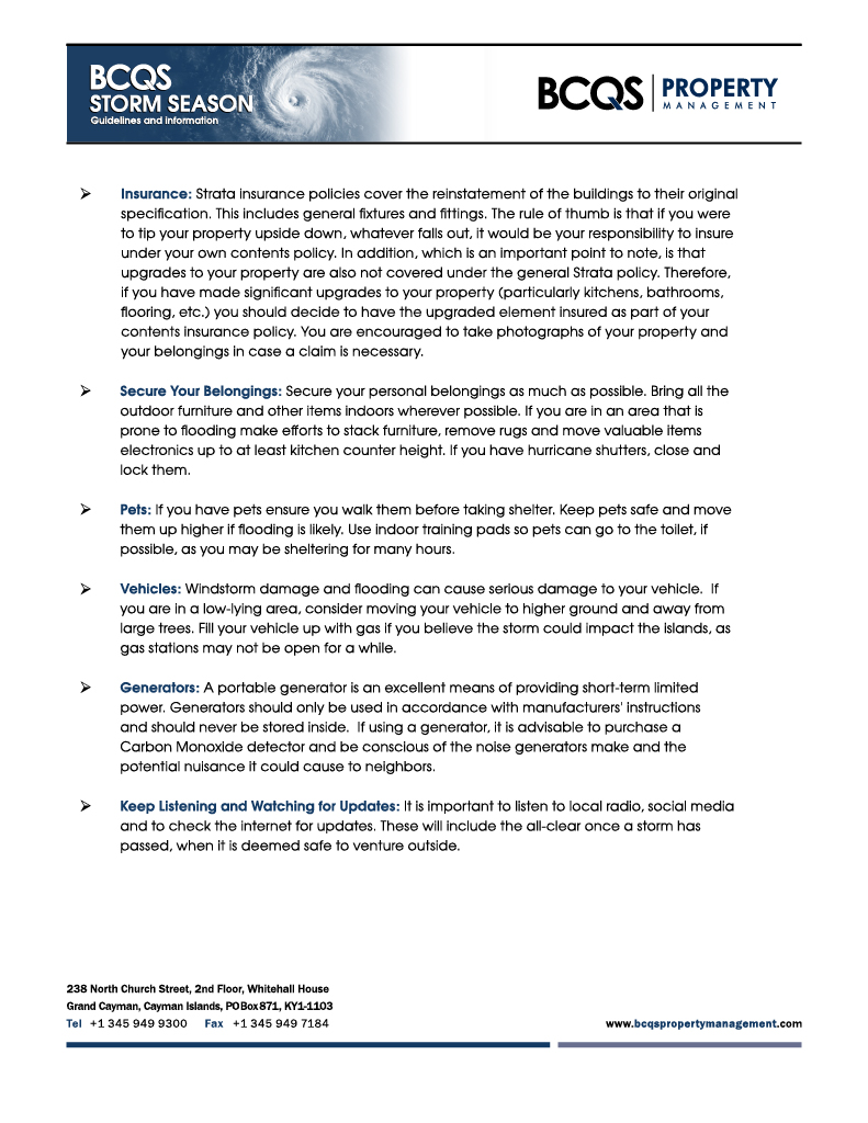 BCQS Storm Season Guidelines and Information - page 7