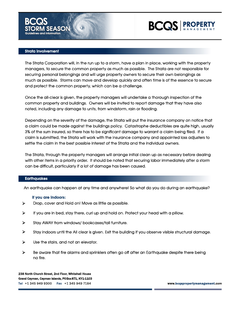 BCQS Storm Season Guidelines and Information - page 9