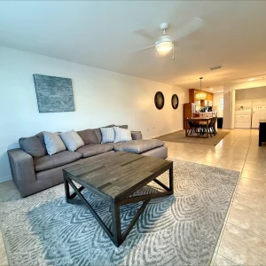 New furniture in renewed living room in one apartment